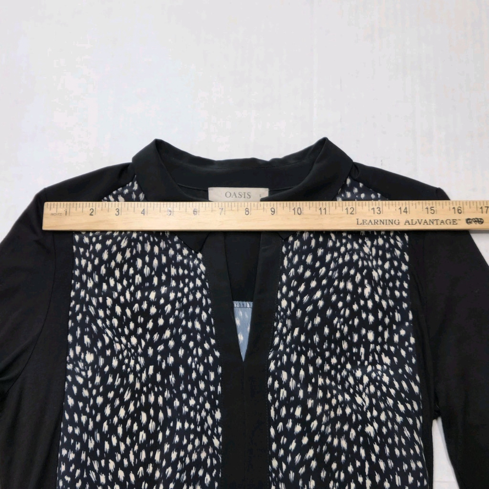 Oasis Animal Print Shirt Dress Black White Collared Long Sleeve S Chic Aesthetic - Picture 6 of 14